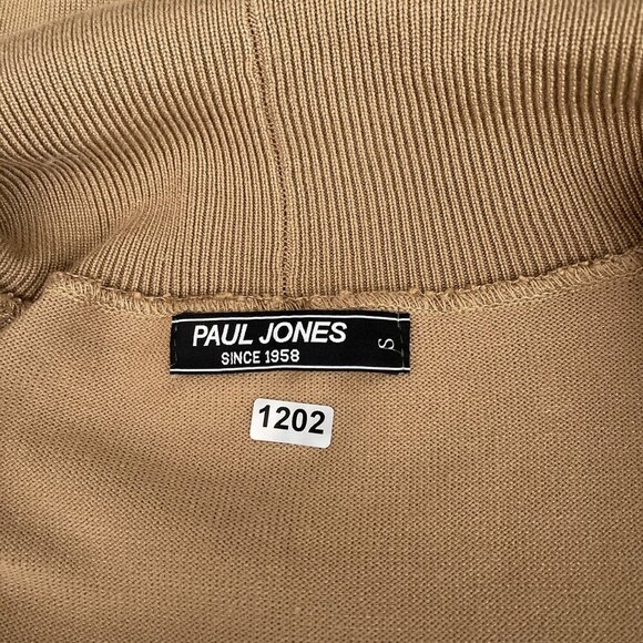 Paul Jones Open Front Cardigan Sweater Pockets Lightweight Knit Tan Womens M - Picture 7 of 10